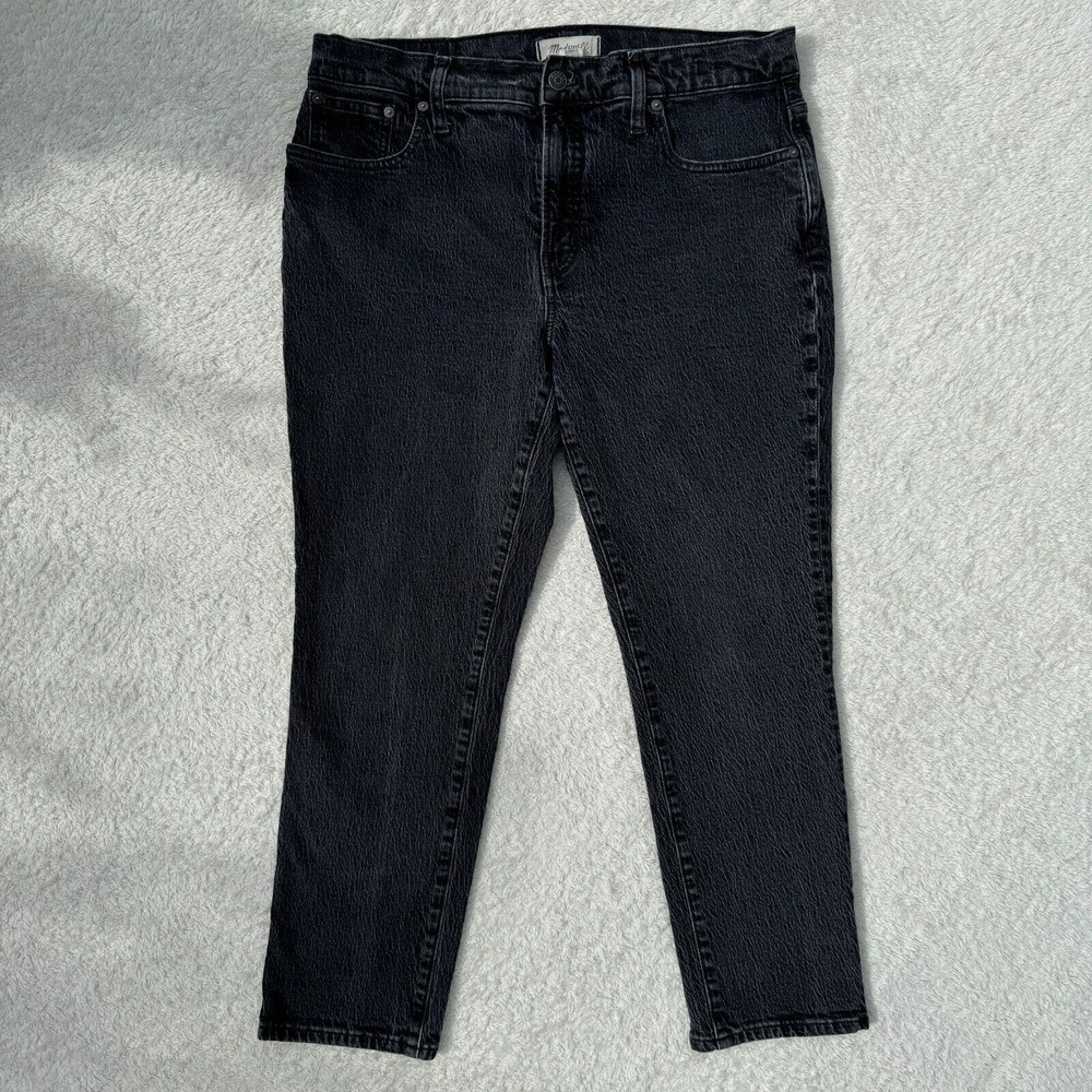 Madewell The Mid Rise Perfect Vintage Jean Curvy 31 Black Stretch Denim 34x26